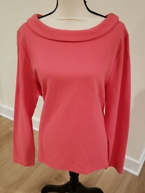 Talbots - See Picture of Back! Coral Boatneck Long Sleeve Top